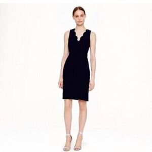 J CREW Scalloped Faux Wrap Sleeveless Sheath Dress 